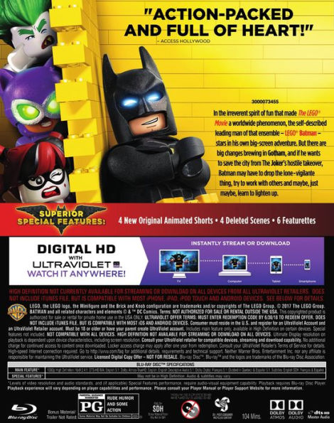 The LEGO Batman Movie [Blu-ray] by Will Arnett, Blu-ray